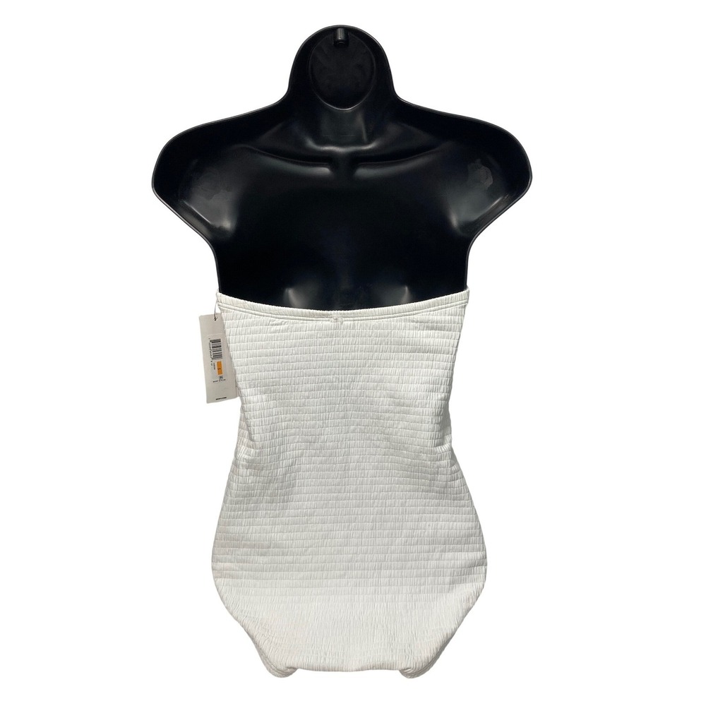 DKNY One Piece Swimsuit Women's Small NWT | White Textured Strapless Swimwear - Picture 3 of 8